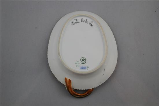 A Royal Copenhagen Flora Danica single-handled dish, second half 20th century, 22cm